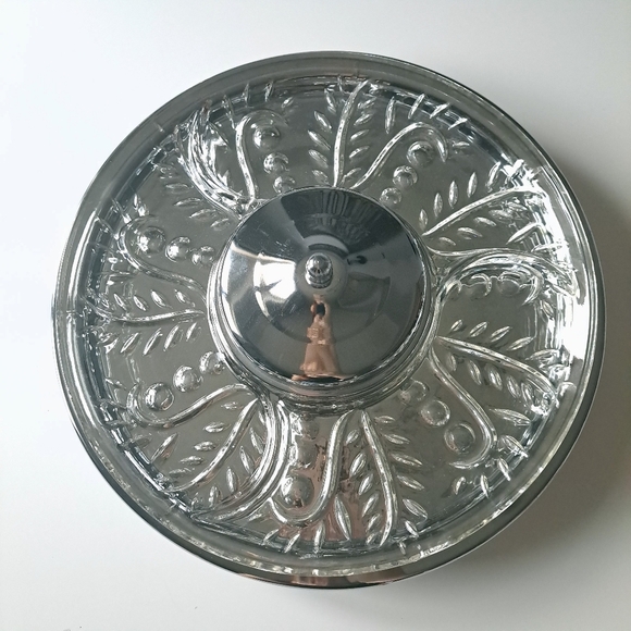 Vintage glass & metal 3 peice lazy Susan party tray - Picture 2 of 8